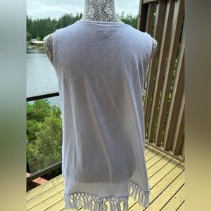 J.Jill White long fringe tank / bathing suit cover Size M NWOT